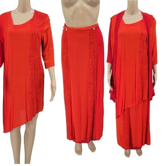 ENDLESS Knot Art Women's Vintage 3pc Bohemian Hippie Set Vest Tunic Skirt - Picture 1 of 15